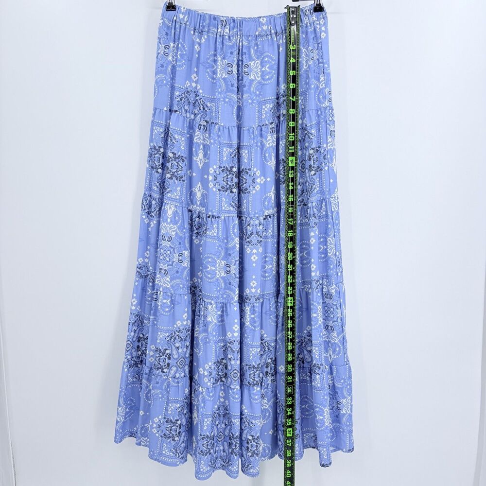 Reba Bandana Tiered Maxi Skirt Size 4 Paisley Western Broomstick Country Florals - Picture 4 of 7